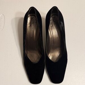Ann Taylor Black Velvet Square-Toe Pumps